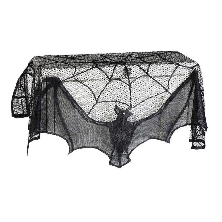 Halloween Decorative Table Cloth Black Lace Spider Holiday Party Backdrop