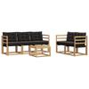 Outdoor Sofa Set with Cushions 6 Pcs White and Black