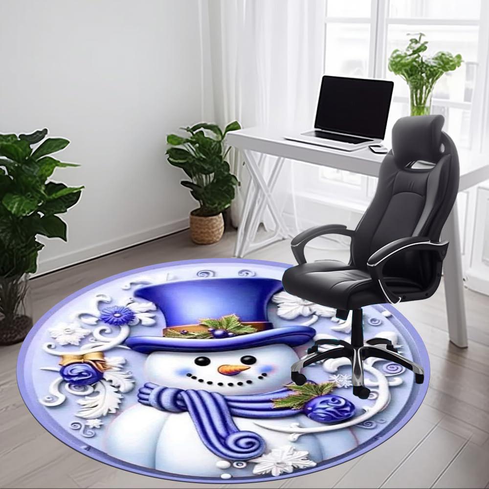 1pc Snowman Decor Chair Carpet for Office Non-Slip, Machine Washable Rug for Office, Room - Polyester, Machine Made yy251029247