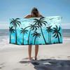 1pc Tropical Paradise with Palm Trees and Ocean Views 2D Printed Microfiber Beach Towel, Quick Dry Super Absorbent. Great for