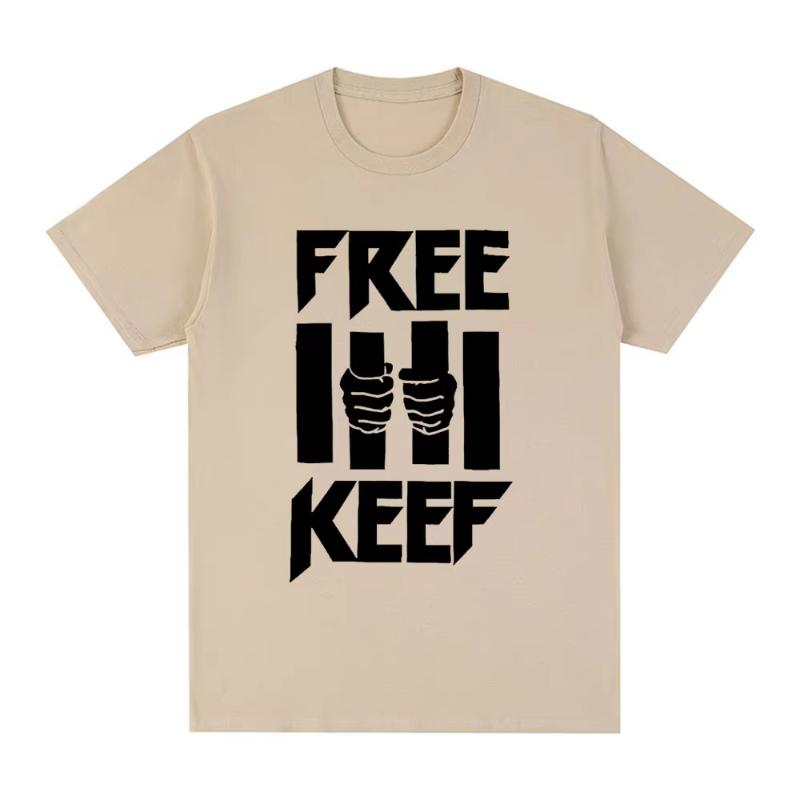Chief Keef Free Keef Letter Print T Shirt Unisexs Fashion Vintage Tshirts Cotton Oversized Short Sleeve T Shirts Streetwear S