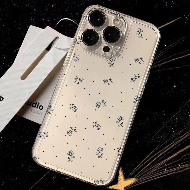 Ins Clear Blue Floral iPhone 11Promax Mobile Phone Case for Apple 11promax Space Case 11 Sets