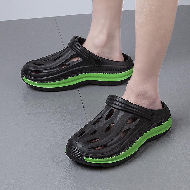 

Модные летние мужские шлепанцы Массажные шлепанцы Нескользящие Комнатные Уличные Сандалии Пляжная обувь Удобные Повседневные Мужские шлепанцы Большого размера 36-37 чёрный