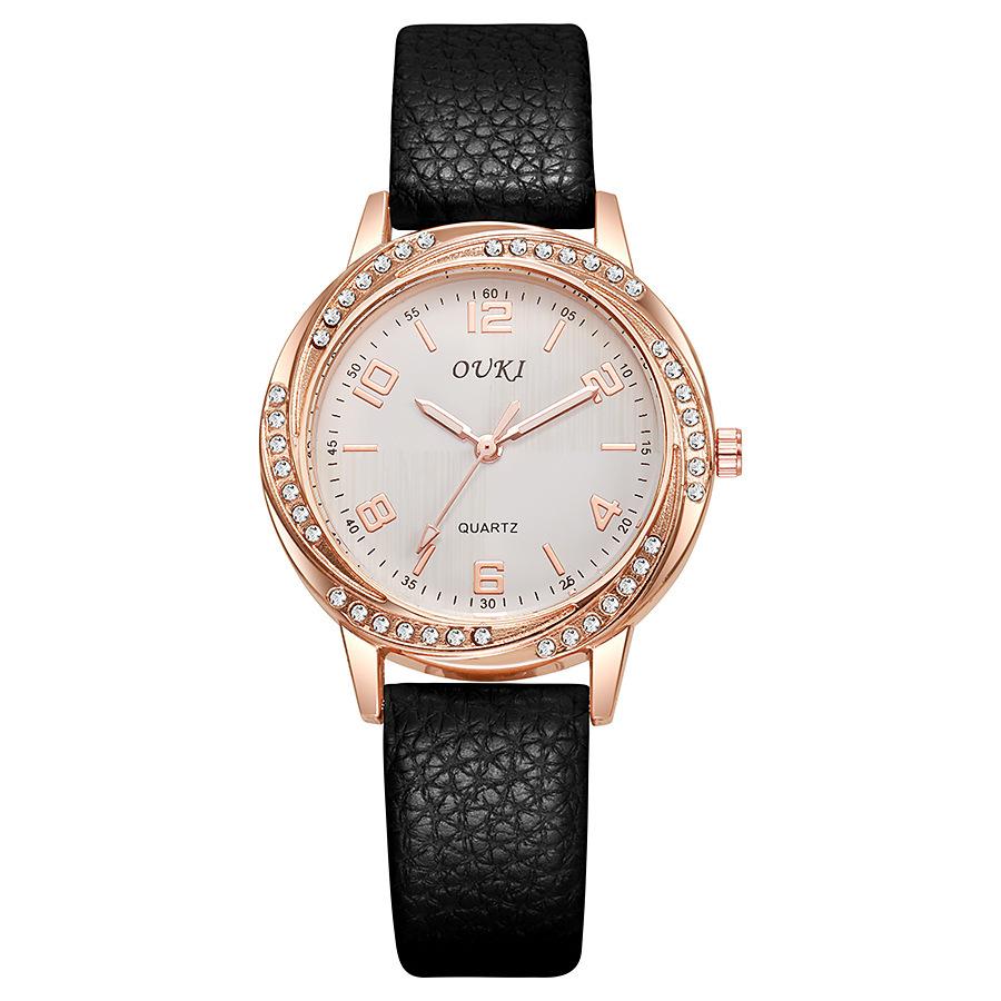 Modische Damen-Quarzuhr Studenten-Freizeit-Dekorationsuhr Strassstein-Gehäuse Damen-Uhr Damen-Uhr