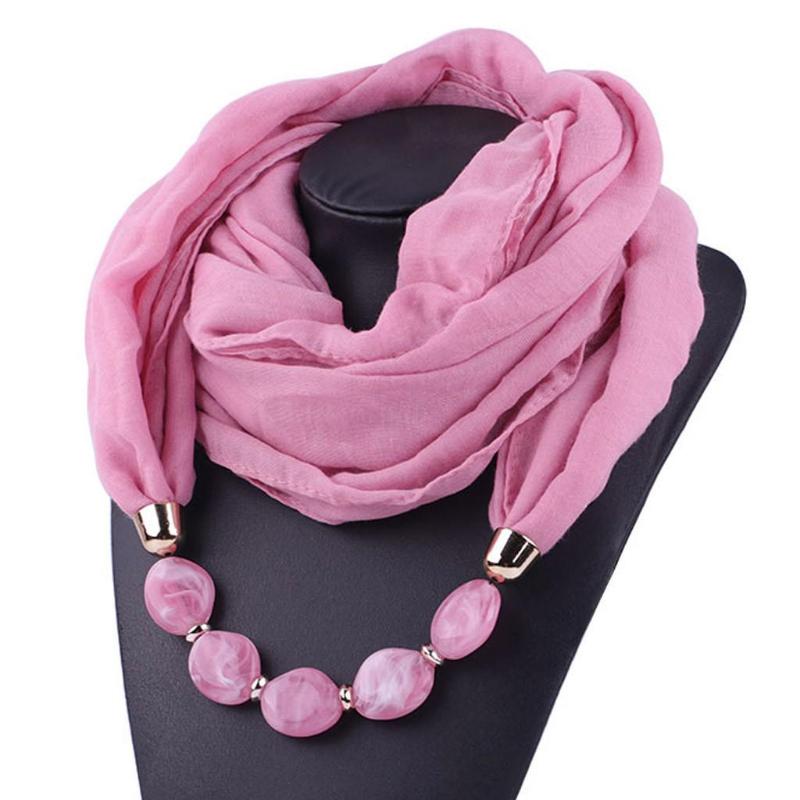 Solid Color Jewelry Statement Necklace Pendant Scarf Women Bohemia Neckerchief Foulard Femme Accessories Hijab