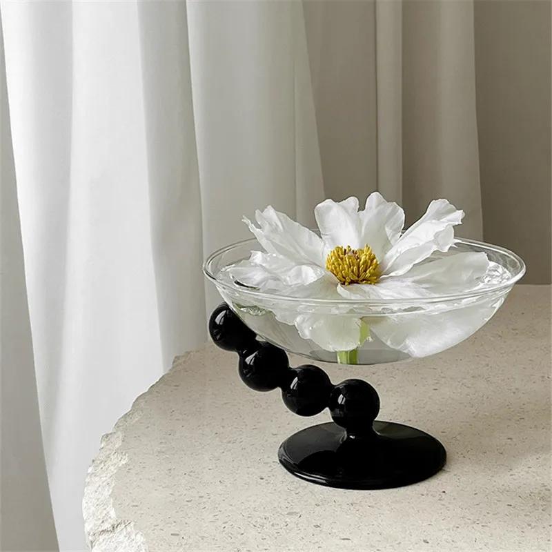 Tigela de vidro transparente nórdica para decoração de mesa de centro para casa, prato de lanche, frutas, sobremesa, tigela de sorvete, bandeja para armazenamento de joias