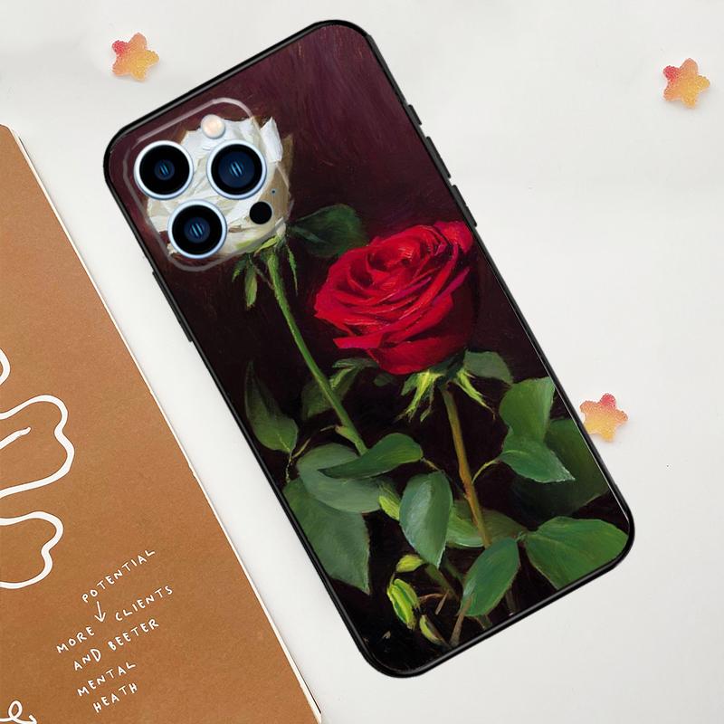 Rose Flower Floral Phone Case For iPhone 17 Pro Max 14 13 12 11 15 16 Pro Max Mini 16 Plus 16e 17 Air Funda