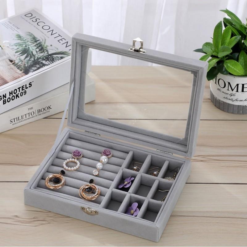 Jewelry Box Organizer Gray Box Roomy Case