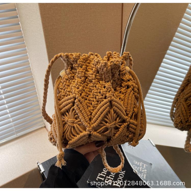 

Нишевый дизайн женская сумка через плечо сумка из хлопковой веревки ручной работы в ретро-стиле городская универсальная плечевая женская сумка диагональный плетеный мессенджер хаки