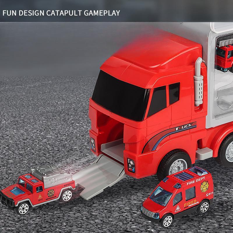 Alloy Children's Storage Container Car Alloy Return Car Simulation Fire Truck Engineering Vehicle Police Truck Engineering Vehicle