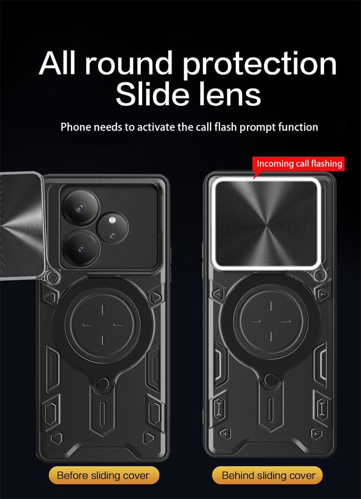 Para Realme GT6 GT 6T Neo 6 Neo6 SE Funda Protectora de Lente Deslizante para Teléfono Para Realme GT Neo6SE Armor Soporte Magnético Anillo Cubierta Trasera
