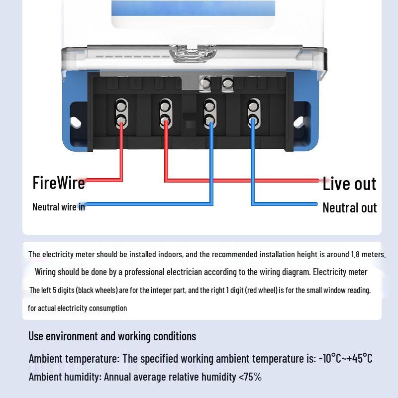 Digital 220V Single-Phase Electric Meter for Household & Rental Rooms – High-Precision Sub-Meter for Air Conditioning & Fire Detection