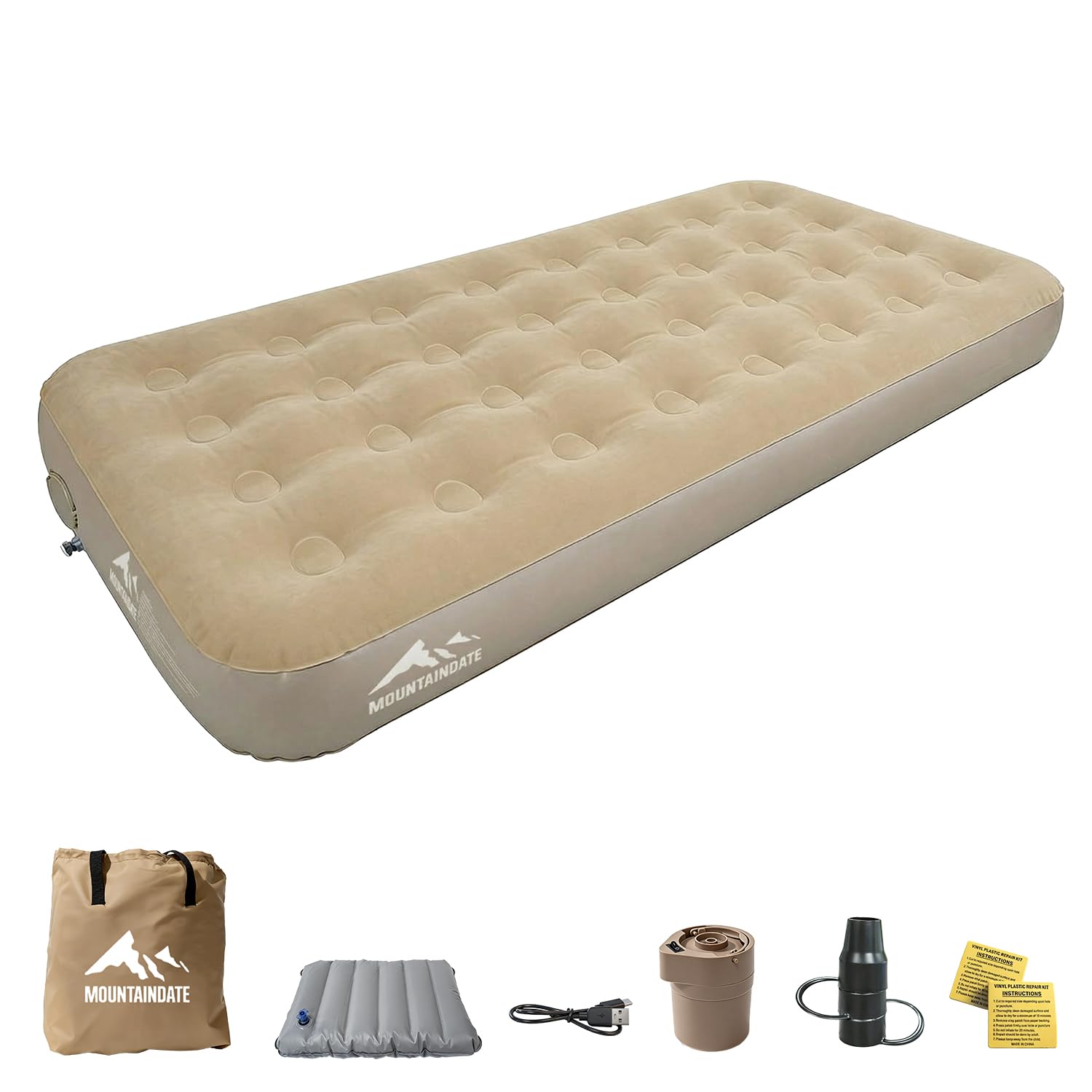 

Air mattress with built-in electric pump, automatic inflation/deflation, extra thick 25cm air mattress, waterproof, breathable, comfortable, camping m