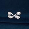 S925 Sterling Silver Leaf Pearl Stud Earrings: Elegant Diamond Design for Women