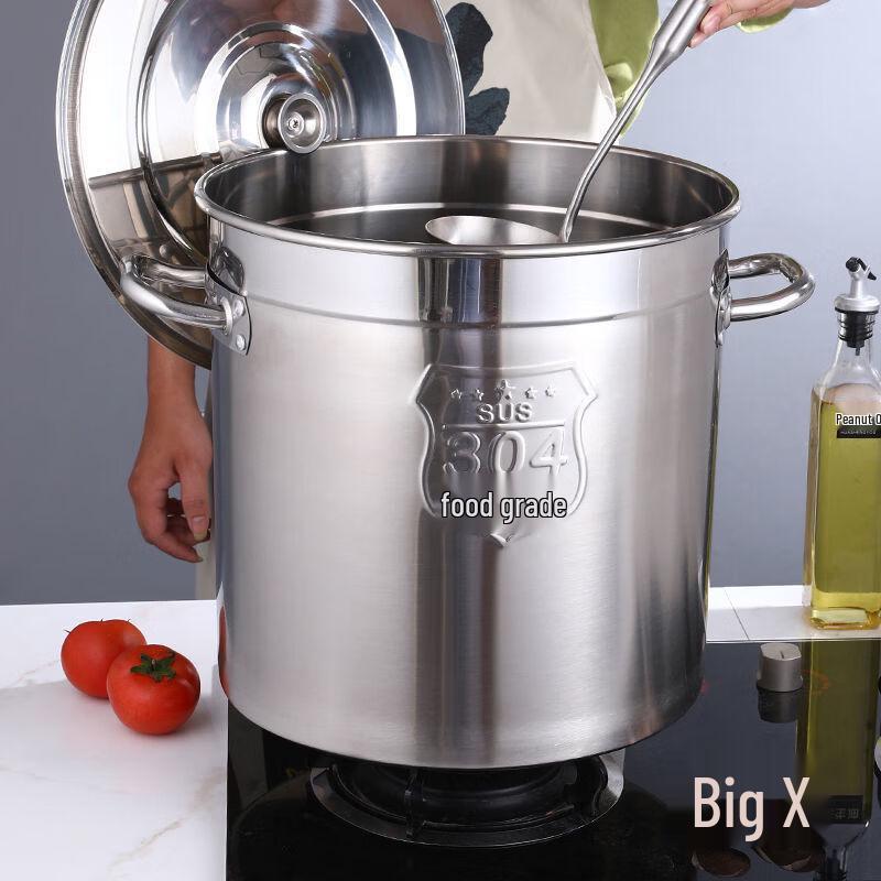 Thickened 304 Stainless Steel Commercial Soup Pot with Lid
