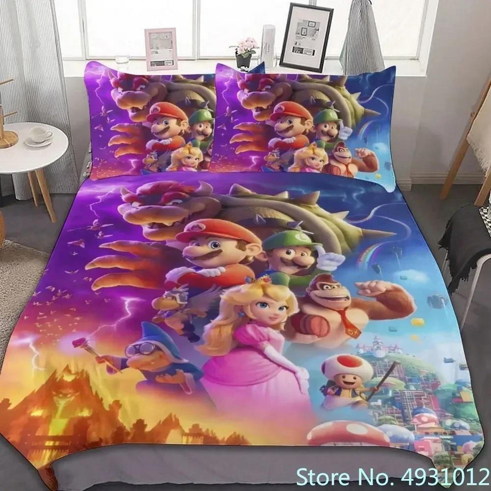 

Затишний дитячий комплект постільної білизни з аніме Super Mario Аніме 3D підковдра для дитини Дітей Підлітків Дорослого Домашній текстиль Покривало US Twin(172*218cm)3pcs