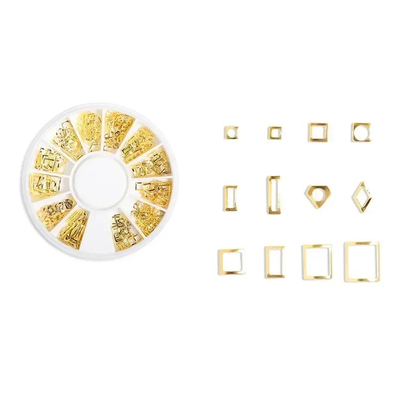 12 Grids Gold Star Moon Nail Art Charm 3DMetal Nail Rhinestones for Acrylic Nails Decoration Jewelry Making DIY Crafts Supply