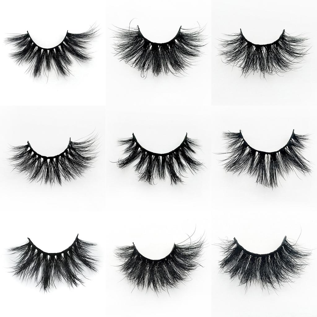 25MM False Eyelashes Dramatic Volume 3D Mink Lashes Long Thick Soft Reusable 1 Pair Faux Lashes Natural Look
