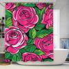 Vibrant Pink Rose Shower Curtain Bold Floral Print Bath Decor for Bathroom Remodeling Extra Long Water Repellent Fabric 72x84 In