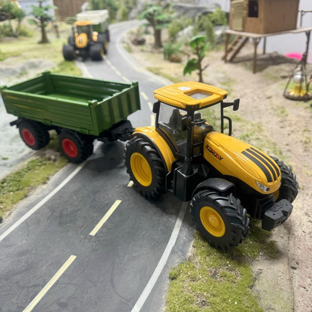 Tractor Trailer With Headlights Sound Farm Toy Set 1:24 Car Truck Farm Simulation Child's Birthday Christmas Gift