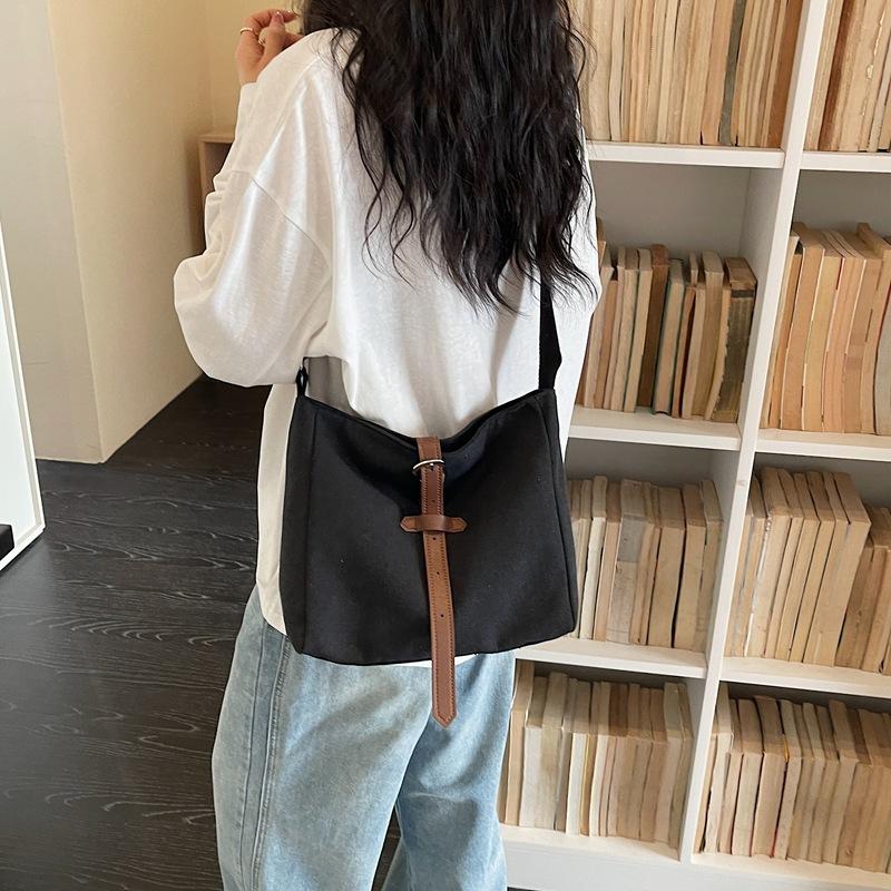 Vintage Canvas Crossbody Bag Tooling Style Shoulder Bag Women Commuter Tote Bag