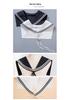 Sciarpa Finta Collo a Righe Blu Scuro con Design Traforato