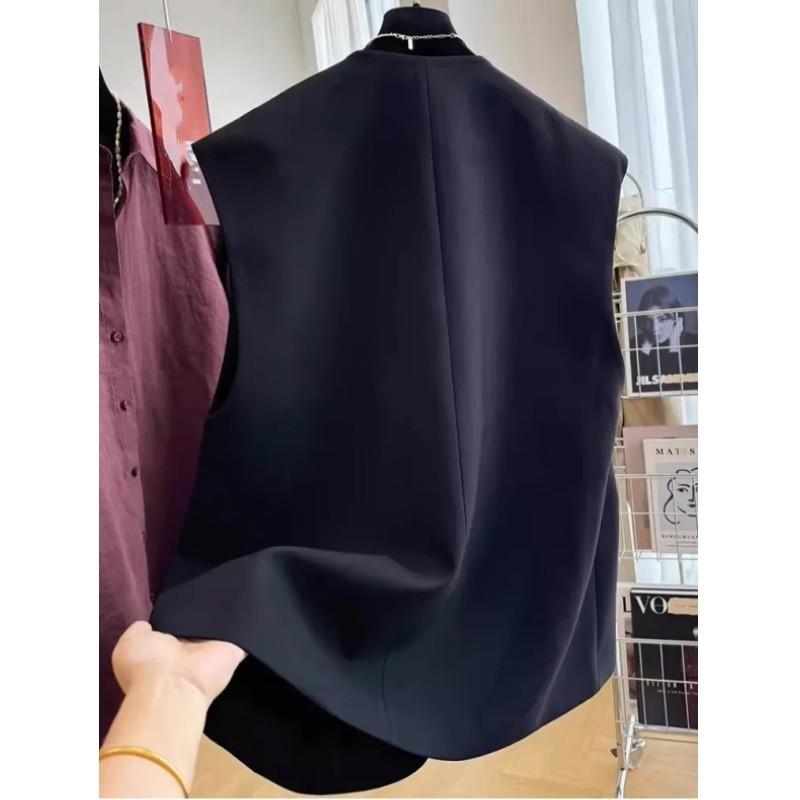 Dames Elegante Mouwloze V-hals Blazer Vest: Een Eenvoudig Lente/Herfst Pendeljack