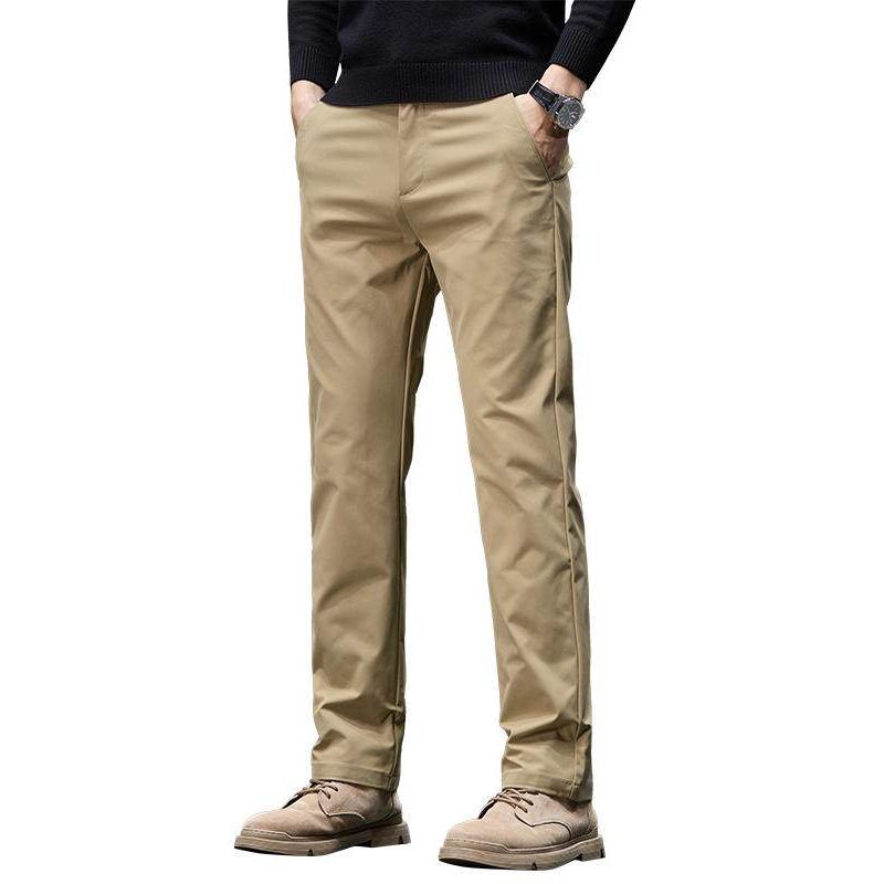 Foreign Trade Surplus Pure Cotton Straight-Leg Business Casual Pants for Men, New Spring and Autumn Style, Loose Fit, Stretchy Workwear Long Pants