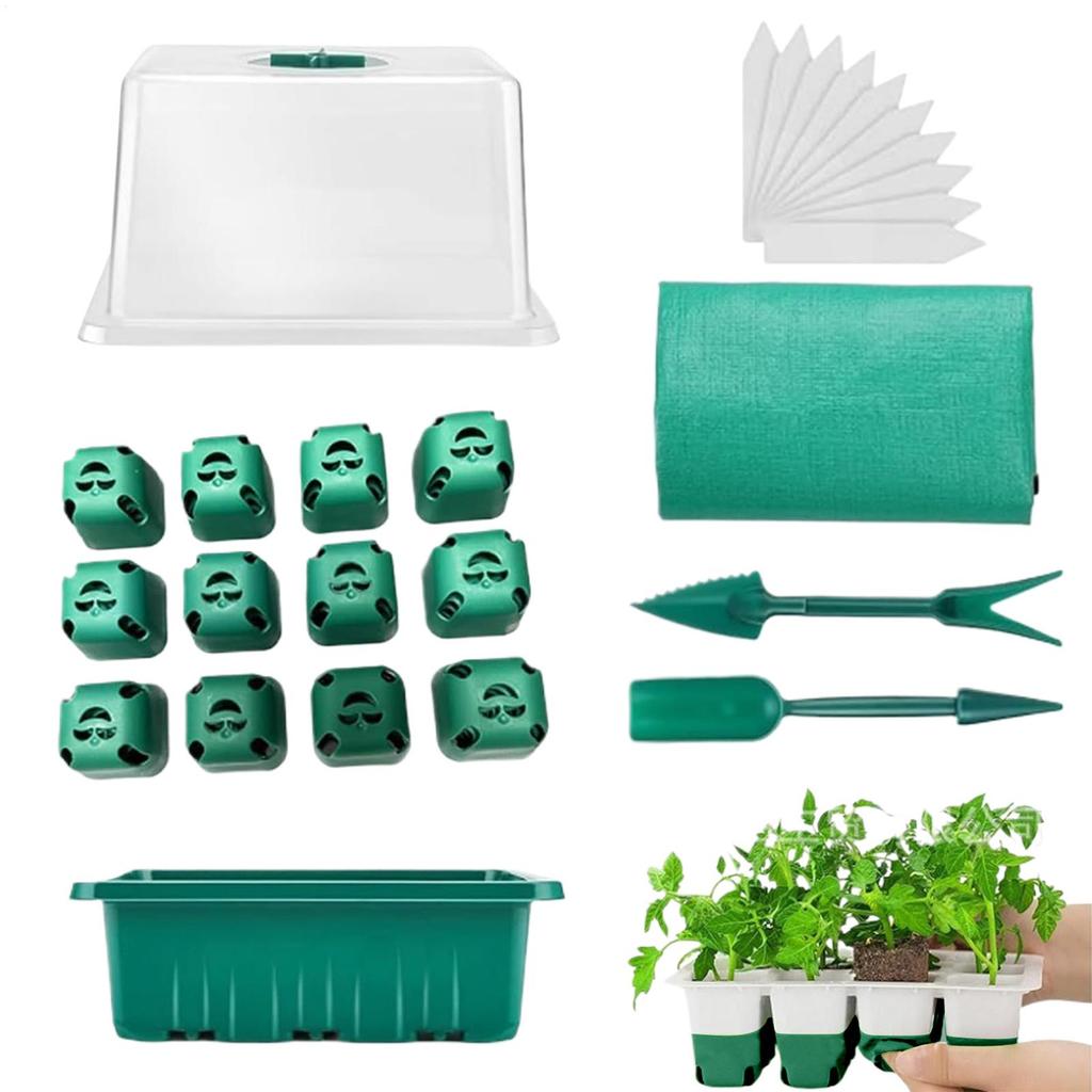 Plant Starter Trays Seedling Kits 12-Cell Trays With Dome And Base For Balcony Window Sill Classroom Small Space Gardening