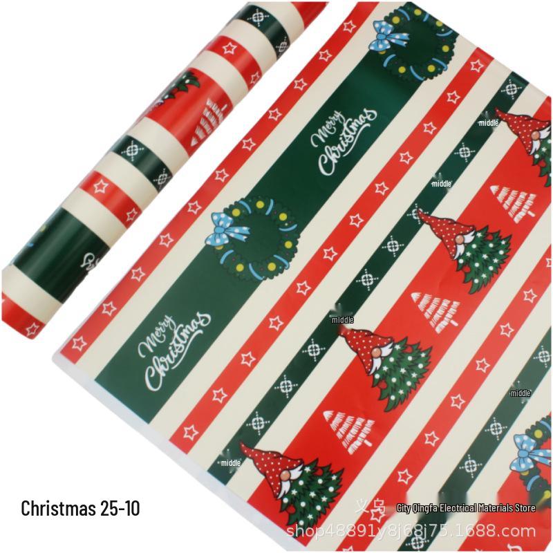 Feestelijk Cadeaupapier Set: Cartoon Kerst & Nieuwjaar Ontwerp met Tissuepapier