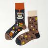 1-pair of Stylish Asymmetrical Coffee Print Socks