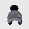 LIKK Pom-Pom Check Cap Wool Hat (Grey)_L3D1-Hw01K