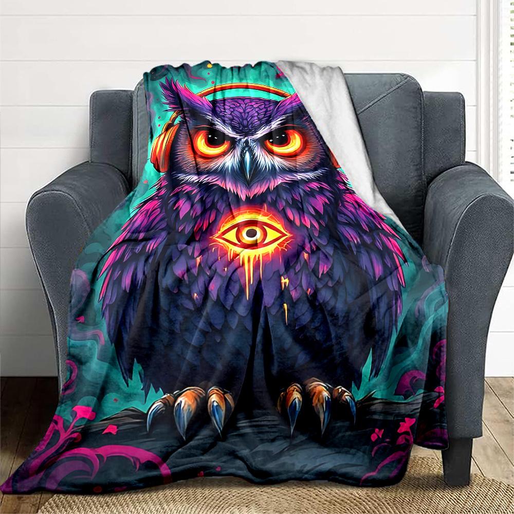 1pc Owl Blanket, Lightweight Flannel Throw Blanket for Sofa, Bed, Travel, Camping, Living Room, Office, Couch, Chair, and Bed