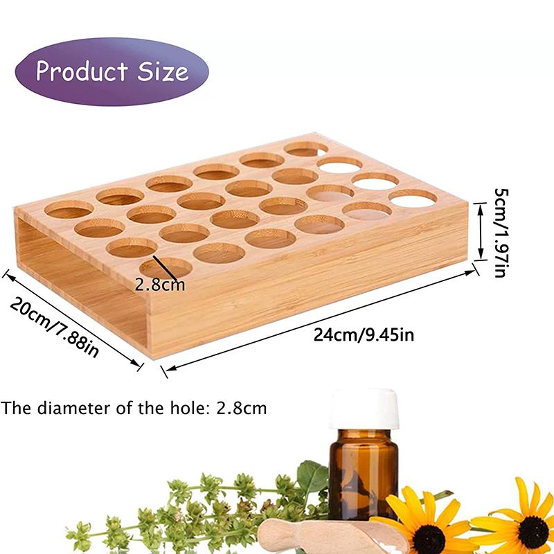 Einfacher 24-Loch Holz Ölflaschenständer Tischaufsteller 15ml Aromatherapie Ölflasche Aufbewahrungsregal Parfümhalter