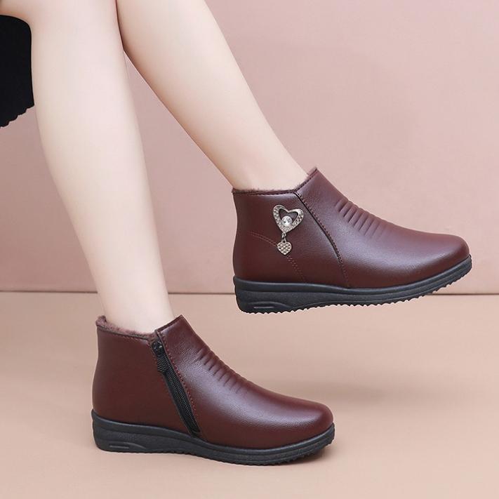 Winter Boots Fashion Women Ankle Boots Plush Warm with Metal Cotton Shoes Woemn Non-slip Waterproof Boots