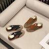 Leather retro Maillard brown Dexun shoes women's 2025 new versatile lace-up flat casual sneakers board shoes