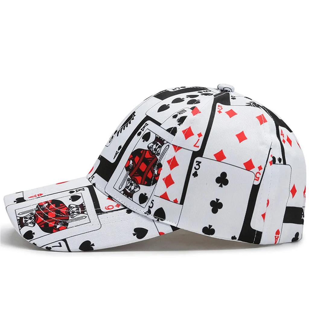 Unisex Poker Card Print Baseball Caps Spring Autumn Outdoor Adjustable Casual Hats Hip Hop Cap Sunscreen Hat