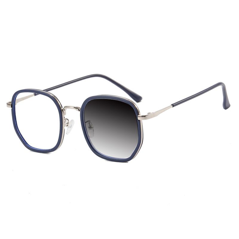New Brand Milk Coffee Color Women Square Frame Photochromic Anti Blue Light Prescription Reading Glasses
