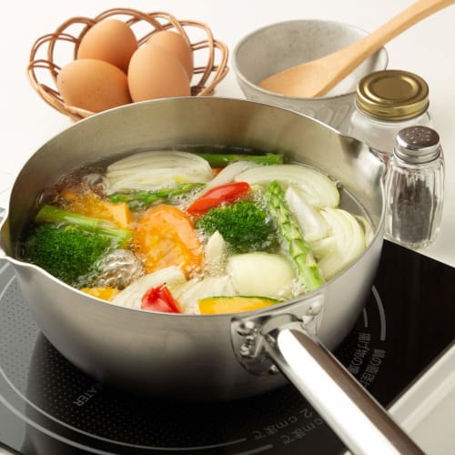 Endo Shoji Commercial Torino Yukihira Pot, 27cm, Induction Cooktop Compatible, Aluminum-Clad Triple-Layer Steel, Made In Japan, AYK6504