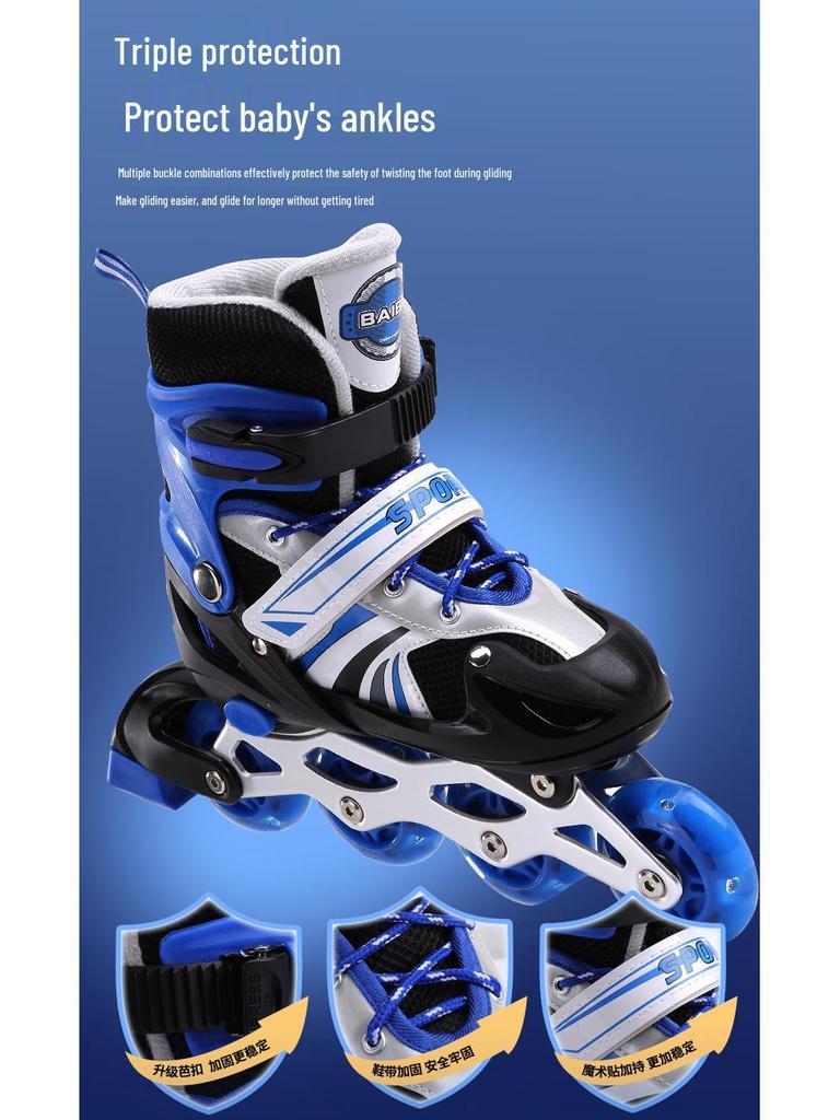 Kids' Inline & Ice Skates Set for Ages 3-15 - Beginner Rollerblades for Boys & Girls