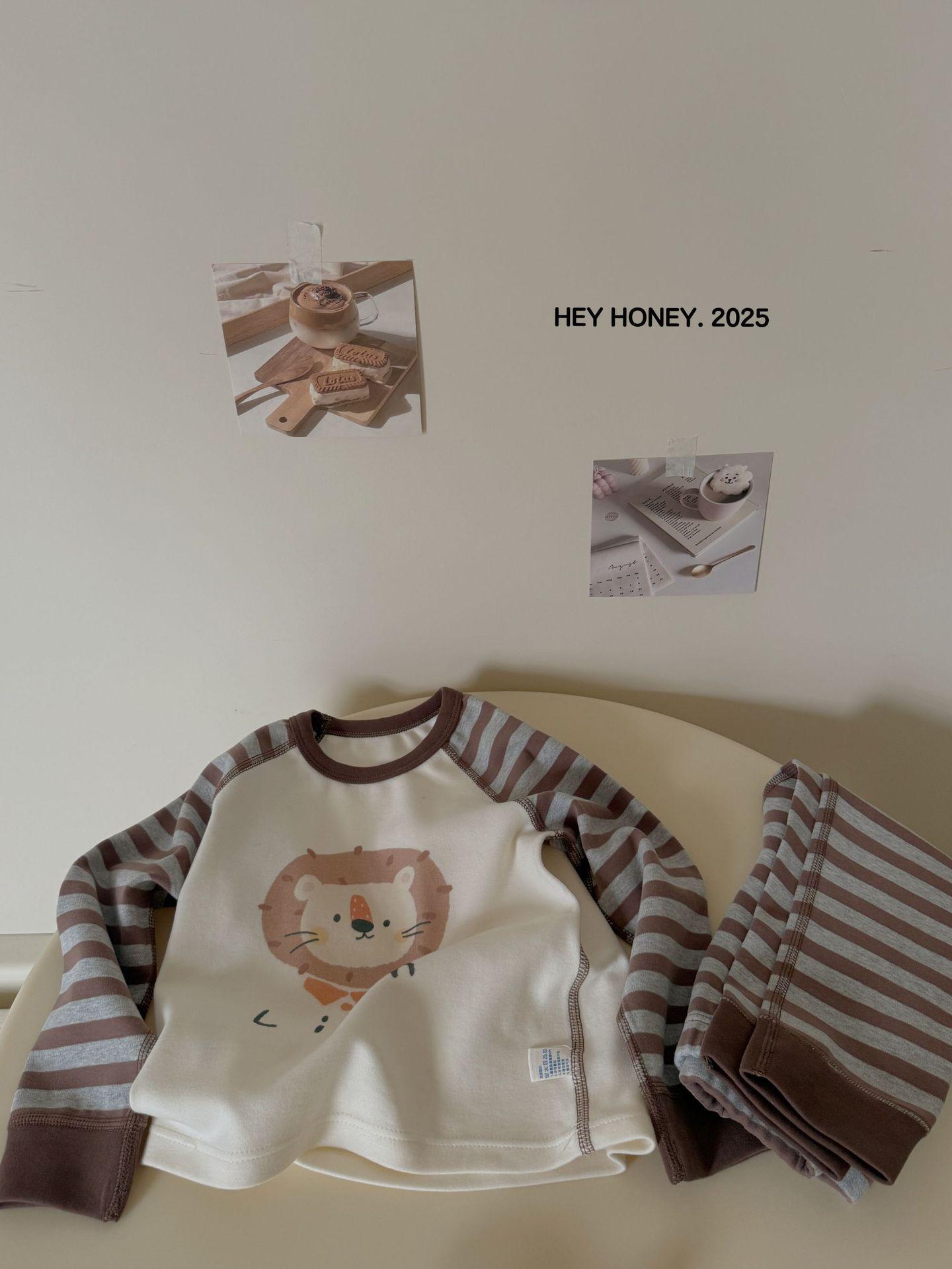 Heyhoney Autumn Plush Cotton Boys  Pajama Set 110