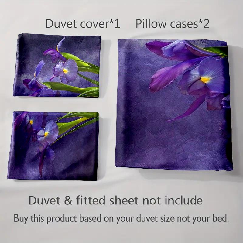 Purple floral design Bedding Duvet cover sets Duvet covers Pillowcases gifts (1 * Duvet Cover 2 * Pillowcases, without duvet insert)