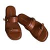 Soft leather version~ French gold buckle flat Roman sandals women's high-end skirt casual cool slippers summer wear