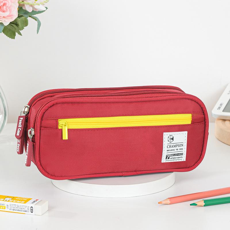 Double Layer Large Capacity Stationery Pencil Case - Korean Style for Middle School Students