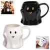 Süßer Halloween-Wasserbecher Geister-Keramiktasse, 3D-Lächeln, Einzigartiges Feiertagsgeschenk für Freunde, Kaffeetasse, Dekoratives Trinkgeschirr, Heiß- und Kaltgetränke