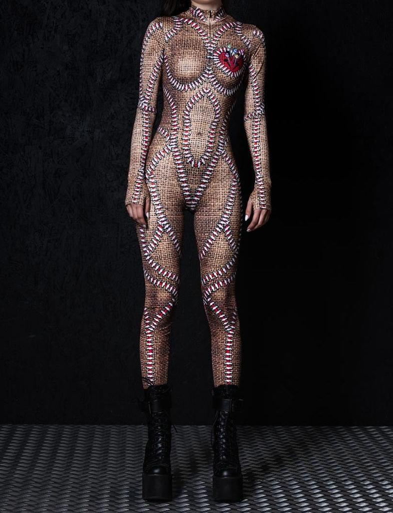 3D Digital Printing Stage Performance Costumes Adults Halloween Events Carnival Theme Party Cosplay Outfit Pretend Game Jumpsuit