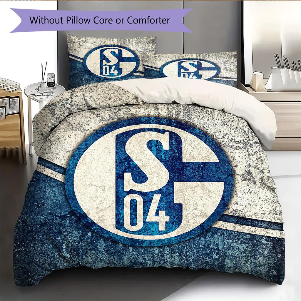 FC Schalke 04 Muster Bettwäsche Bettdecken-Set Heimdekoration Geschenk (1 Bettbezug + 2 Kissenbezüge (ohne Füllung))