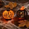Home Window Display Ornaments Halloween Pumpkin Lantern, LED Light Up Hollow Ornament, Battery Operated Decorative Statue with Warm for Indoor Outdoor