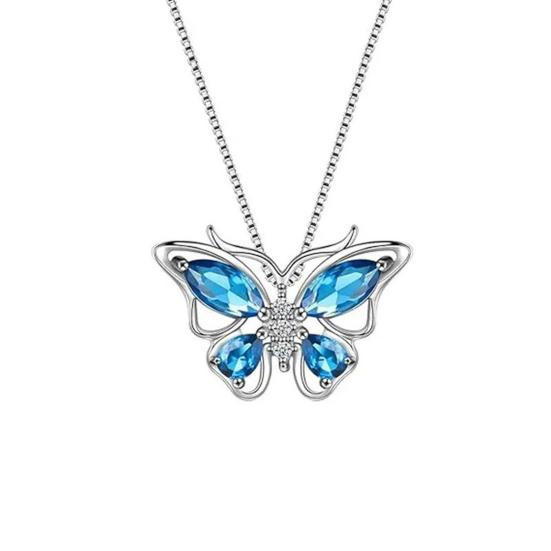 1 Set Jewelry Set Sparkling Rhinestones Inlaid Butterfly Pendant Necklace Ear Studs