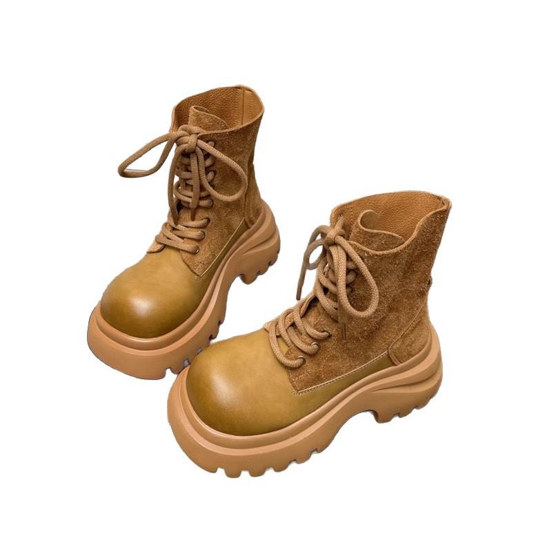 Jiayun 2025 New Spring and Autumn Thick-soled Heightening Martin Boots Women's Comfortable Casual Shoes Low-top Simple Sports Shoes Women
